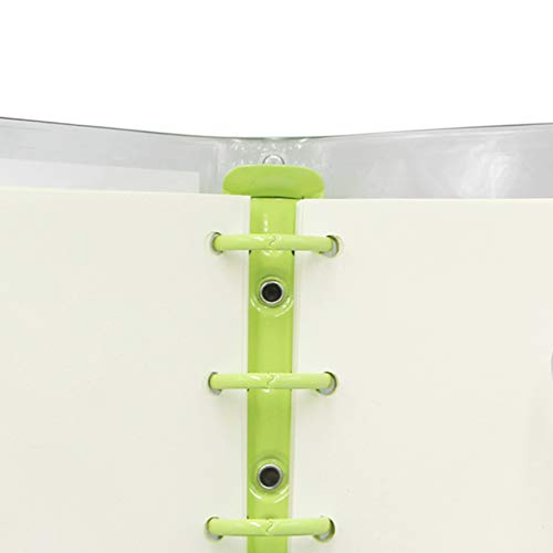 Mini Transparent 3-Ring Binder Covers Clear Soft PVC Notebook Round Ring Binder Cover Protector Snap Button Closure Loose Leaf Folder with Blank Inner Papers - color: Green