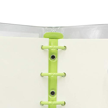 Mini Transparent 3-Ring Binder Covers Clear Soft PVC Notebook Round Ring Binder Cover Protector Snap Button Closure Loose Leaf Folder with Blank Inner Papers - color: Green