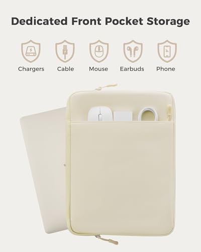 ProCase Laptop Sleeve 13" for MacBook Neo/Air/Pro with A18/M5/M4/M3/M2/M1 | Slim Travel Sleeve with Soft Plush Lining & Large Front Pocket, Water-Resistant, Also Fit 13" HP Dell Lenovo ASUS Acer - color: Beige, size: 13-inch
