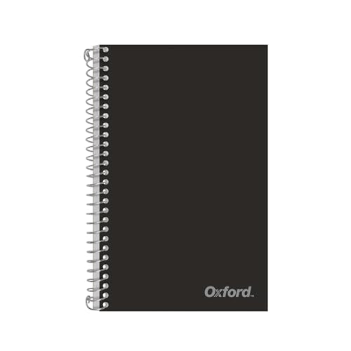 Oxford Poly Spiral Notebook, 2-Subject for School, College Ruled Paper, 100 Sheets, 6 x 9.5 Inches, 2 Double Pocket Dividers, Black Cover (1002544) (Pack of 12) - size: (Pack of 12)