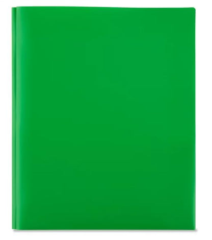 LLC Office Products Plastic Folders with 2 Pockets, Letter Size Poly Folders with 3 Metal Prongs Fastener Clips, (Green) - color: Green