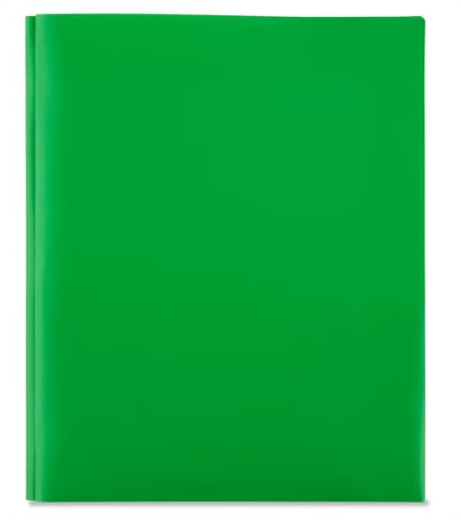 LLC Office Products Plastic Folders with 2 Pockets, Letter Size Poly Folders with 3 Metal Prongs Fastener Clips, (Green) - color: Green