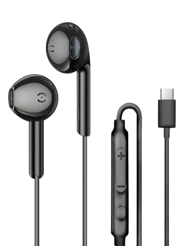 MAS CARNEY USB C Earbuds Wired Ear Buds for Samsung Galaxy S25 S24 S23 S22 S21 S20 Ultra FE A16 A17 A26 A36 A53 5G A56 Z Fold 6 USBC in-Ear Headphones Wired Type C Earbud Earphones Headsets with Mic - color: Black, style: USB C Earphone