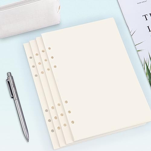 Toplive A5 Refill Paper, [4 Pack] 100GSM Thick 6 Hole Filler Inserts for 6 Ring Binder Journal Notebook - 180 Sheets (360 Pages), Blank - style: 4Pack Blank Paper