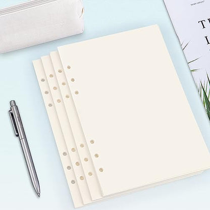 Toplive A5 Refill Paper, [4 Pack] 100GSM Thick 6 Hole Filler Inserts for 6 Ring Binder Journal Notebook - 180 Sheets (360 Pages), Blank - style: 4Pack Blank Paper
