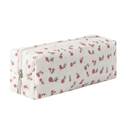 Large Capacity Canvas Pencil Case for Students Cute Aesthetic Pen Pouch Stationery Organizer Bag for School Portable Makeup Bag for Daily Use Kawaii Pencil Box for Girls Teens Kids (Canvas-D) - color: Canvas-D