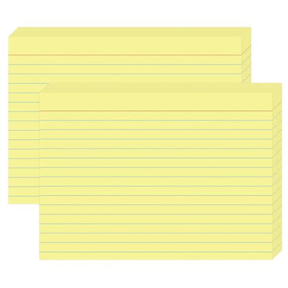 5x7 Yellow Recipe Cards (100 Pack), Heavyweight 160gsm Yellow Index Cards for Kitchen & Home Organization — College Ruled & Blank Back, Large Lined Note Cards for Meal Prep & Filing - color: Yellow