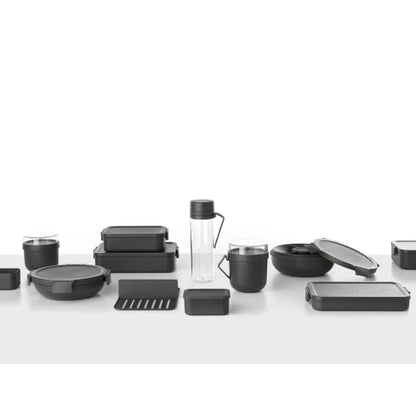 Brabantia Make & Take Flat Lunch Box (Dark Gray) Convenient Size for Bags, BPA-Free, Airtight Snap Locks, Microwave & Freezer Safe, Travel Meal Prep Container, 37oz - color: Dark Gray, style: Flat Lunch Box