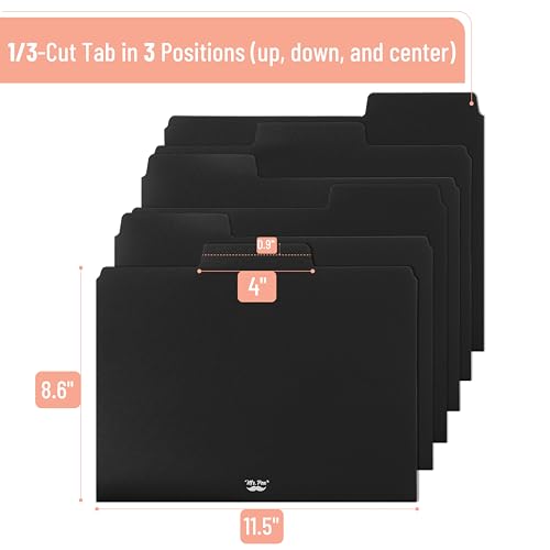 Mr. Pen- Black File Folders Letter Size, 6 Pack | 1/3 Cut Tab & Expandable Design, 24 pcs of Labels, File Folders Black - color: Black, size: 6 per Pack