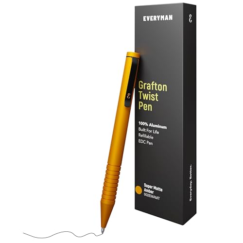 Everyman Amber Super Matte Mini Twist Gel Pen | Compact Refillable 0.7mm Gel Pen with Twist Mechanism | Durable Metal EDC Writing Tool for Travel, Office, Work & Gifting - color: Amber, style: Mini Twist