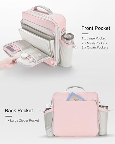 3 Inch 3-Ring Zipper Binder with Water Bottle Holder and Handle | D-Ring Zip Up Binder with Shoulder Strap, 700 Sheet Capacity, Compatible with 13" MacBook/Tablet, for School, Office, Pink - color: Pink