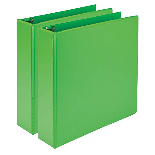 Samsill Plant-Based 2 Inch Durable Round Ring, View Binder, Eco-Friendly, USDA Certified Biobased, 2 Count, Pack of 1, Lime Green - color: Lime Green, size: 2", style: 2 Pack