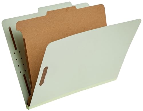 Amazon Basics Classification File Folders, 1 Divider, 2-Inch Embedded Fasteners, Letter Size for Documents, Light Green, 10-Pack - color: Light Green, size: 12.05 x 10.47 Inch (Letter), style: 1 Divider