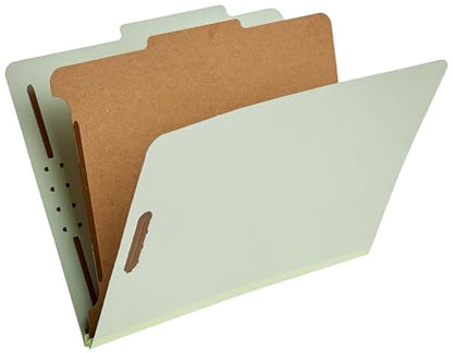 Amazon Basics Classification File Folders, 1 Divider, 2-Inch Embedded Fasteners, Letter Size for Documents, Light Green, 10-Pack - color: Light Green, size: 12.05 x 10.47 Inch (Letter), style: 1 Divider