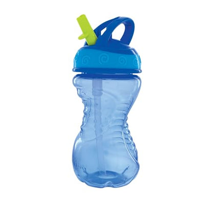 Nuby Flip-It Hard Straw Cups with Vari-Flo Straw - (2 Pack) 10 oz - Spill-Resistant - 12+ Months - Blue/Green - color: Blue & Green