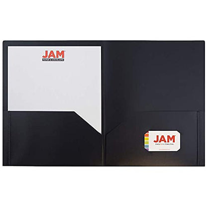 JAM PAPER Plastic 2 Pocket POP Folders - Durable School Folders - Black - 6/Pack - color: Black, size: 6 Per Pack