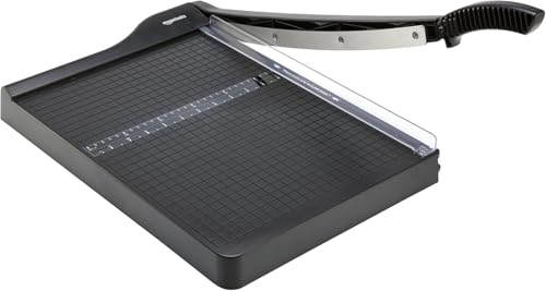 Amazon Basics Paper Trimmer Cutter for Office and Crafts, Heavy-Duty, Portable Guillotine Paper Cutter, 15-Inch, 10-Sheet Cardstock for Photos - size: 15"