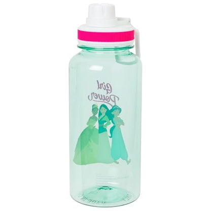 Silver Buffalo Disney Princess Girl Power, Plastic Water Bottle, 32oz | Tiana, Mulan and Jasmine, Twist Spout, Sticker Set, You Stick Yourself, 0.95 Liters - color: Disney Princess Girl Power