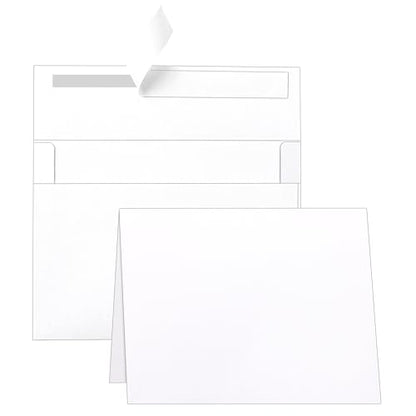Guakicae 100 packs White Blank Cards and Envelopes 5 x 7 Heavyweight Folded Cardstock and Printable A7 Envelopes Self Seal for Wedding Invitations, Greeting Cards, Mailing, Party - color: White, size: 5x7-100pcs