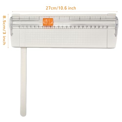 Paper Cutter Slider Small Mini,12 Inch Paper Trimmer Slicer,Two-Way Cutting,White 1 PCS Built-in Measuring Tape