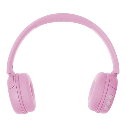 BuddyPhones POP Fun | Foldable Bluetooth Kids Headphones + Microphone, Works Wired or Wireless - SafeAudio Volume Limiting for iPhone/iPad/Tablet/PC and More (Pink)