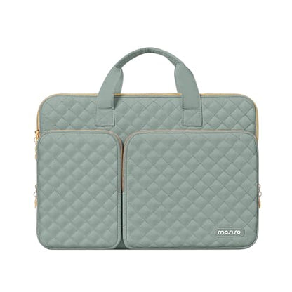 MOSISO 360 Protective Laptop Case 16 inch,15-15.6 inch Laptop Sleeve Compatible with MacBook Pro 16 M5 M4 M3 M2 M1 HP Acer Dell Lenovo,Square Quilted Bag Cover with 2 Pockets&Handle&Belt,Antique Green - color: Antique Green, size: 16 inch