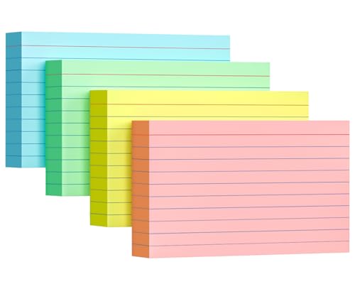 Colored Index Cards 4x6, 160 Pack, Flash Cards for Studying, 66LB Heavy Note Cards for Office, Home and College，Four Colors, Each Color Individually Wrapped, 40 Pack Per Package - color: Multi-4 Colors, size: 4 x 6