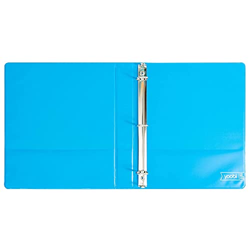 Yoobi 3 Ring Blue Binder - 1 Inch Binder with Round D Rings and 2 Pockets, Durable, PVC-Free Organizer with 275 Sheets Capacity, FSC Certified Packaging and Paper - color: Blue, size: 1 Inch, style: Binder
