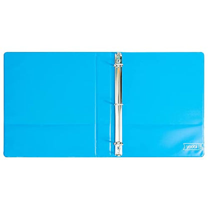 Yoobi 3 Ring Blue Binder - 1 Inch Binder with Round D Rings and 2 Pockets, Durable, PVC-Free Organizer with 275 Sheets Capacity, FSC Certified Packaging and Paper - color: Blue, size: 1 Inch, style: Binder
