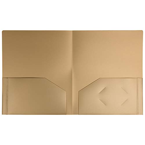 JAM PAPER Heavy Duty Plastic 2 Pocket Extra Tough School Folders - Gold - 6/Pack - color: Gold, size: 6 Per Pack