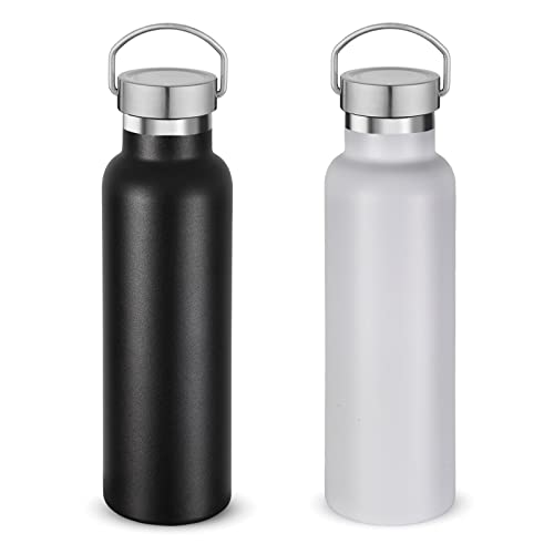Neihepal 20 oz Insulated Water Bottles Bulk 2 Pack,Stainless Steel Double Wall Sport Bottle with Lid of Handle,Metal Reusable Thermoses Flask for School,Cyclists,Hikers,Gift (Mix,Set of 2) - color: Mix