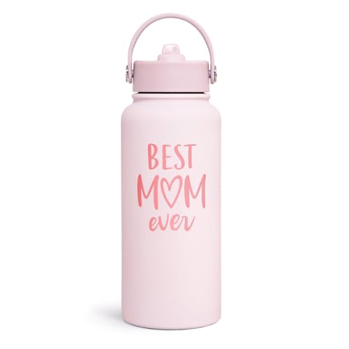 SANDJEST Mom Water Bottle, Best Mom Ever Bottles 32oz Stainless Steel Insulated with Lid, Gifts for Moms from Daughter Son, Gifts for Mother's Day Christmas Birthday - color: Mom 2