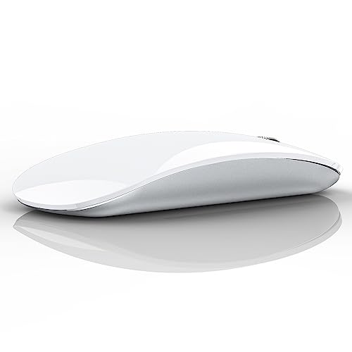 TENMOS M18 Bluetooth Mouse, USB C Rechargeable Wireless Mouse, Triple Mode (Dual Bluetooth+USB) Computer Silent Mice Portable with USB Receiver and Type C Adapter for Laptop/MacBook/iPad/PC - White - color: white