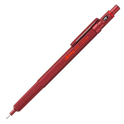 rOtring 600 Mechanical Pencil | HB 0.5 mm | Red All-Metal Body | Hexagonal Barrel - color: Red, size: 0.5mm