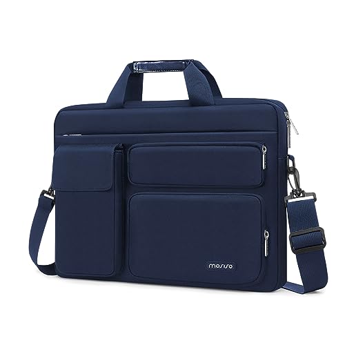 MOSISO Laptop Shoulder Bag 13.3 inch, 13-14 inch Computer Bag | Compatible with MacBook Air/Pro 13/Pro 14, HP Dell ASUS with 2 Raised&1 Flapover&1 Horizontal Pocket&Handle&Belt, Navy Blue - color: Navy Blue, size: 13.3 inch