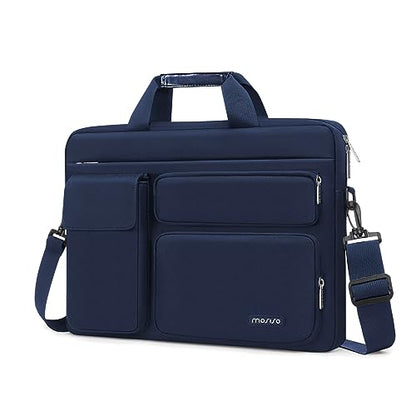 MOSISO Laptop Shoulder Bag 13.3 inch, 13-14 inch Computer Bag | Compatible with MacBook Air/Pro 13/Pro 14, HP Dell ASUS with 2 Raised&1 Flapover&1 Horizontal Pocket&Handle&Belt, Navy Blue - color: Navy Blue, size: 13.3 inch