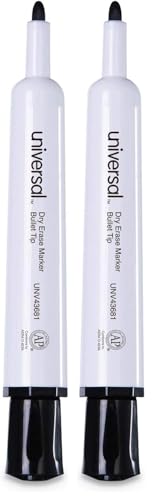 Universal UNV43671 Fine Bullet Tip Pen Style Dry Erase Marker - Black (1-Dozen) (Pack of 2) - size: 12 Count (Pack of 2)