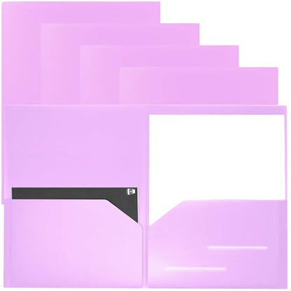 Youngever 6 Pack Heavy Duty Plastic Two Pocket Folders, Heavy Duty Plastic 2 Pocket Folder (Mauve) - color: Mauve