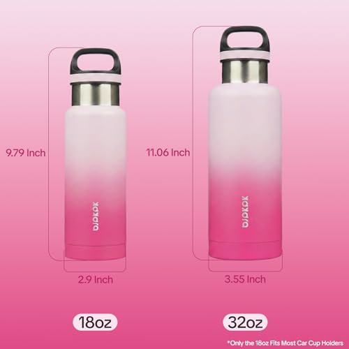 BJPKPK Insulated Water Bottle 18OZ Stainless Steel Water Bottle with Handle Double Walls Vacuum Insulated BPA Free Flask, Cherry - color: Cherry, size: 18 Ounces