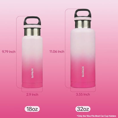BJPKPK Insulated Water Bottle 18OZ Stainless Steel Water Bottle with Handle Double Walls Vacuum Insulated BPA Free Flask, Cherry - color: Cherry, size: 18 Ounces