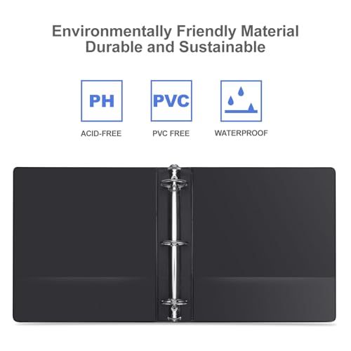 3 Ring Binder 2 Inch, ViVin Sturdy 2"-Round Ring Binder with 2 Interior Pockets, Clear View Cover, PVC-Free, Fits 400 Sheets of 8.5'' x 11'' Paper, Office Home School (6 Pack, Black) - color: Black, size: 2 Inch, style: 6 Pack