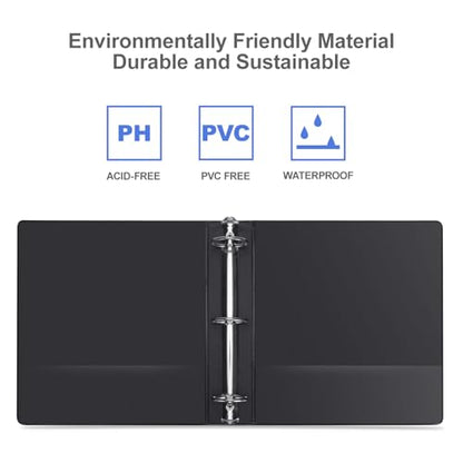 3 Ring Binder 2 Inch, ViVin Sturdy 2"-Round Ring Binder with 2 Interior Pockets, Clear View Cover, PVC-Free, Fits 400 Sheets of 8.5'' x 11'' Paper, Office Home School (6 Pack, Black) - color: Black, size: 2 Inch, style: 6 Pack