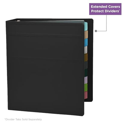 Carstens 3-Inch Heavy Duty 3-Ring Binder - Side Opening, Black, Durable Plastic, Precision No-Gap Rings, Waterproof Cover, No Pockets, Holds 400 US Letter Sheets, BPA-Free, Made in USA (1745-3R) - color: Black, size: Individual