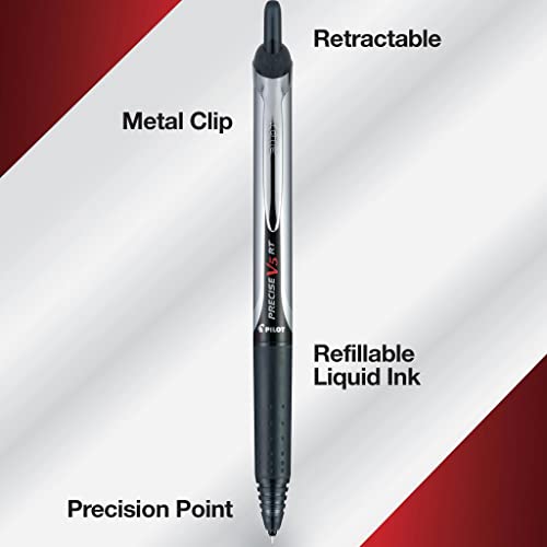 Pilot Precise V5 RT Refillable & Retractable Rollerball Pens, Extra Fine Point Pens 0.5 mm, Red, Pack of 2 - Ideal for School, Journaling & Office Writing - size: 2 Count (Pack of 1)