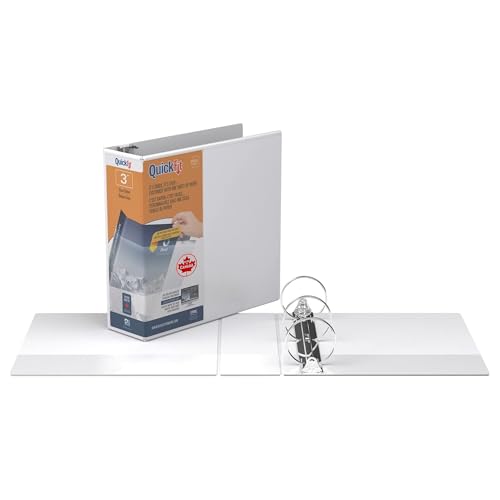 Quickfit View Binder, 3-Ring Binder for School or Office, Round Ring, White, Single, 3 Inch - size: 1 Count (Pack of 1)