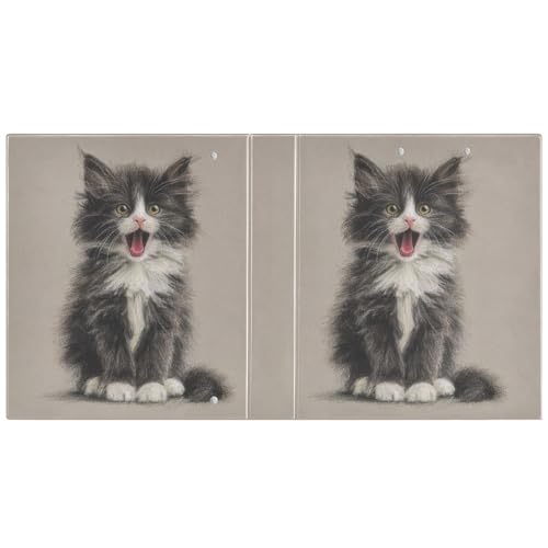 Fustylead Pet Lover Cute Cattle Cat 3 Ring Binder, D-Rings 1.5" Hardcover Folder, Fits 200 Sheets of A4 Paper, Durable Clipboard & Clean View with Inside Pockets for School Home Office - size: 12.4x10.63x2.36 Inch-1 Pack