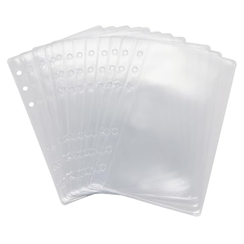 12 Pack A6 Size Clear Sheet Protectors 3.4 x 6.3 Inch Plastic Sleeves Page Protectors Top Loading Paper Protector for 6 Ring Binders, Acid-Free, Archival Safe for Documents and Photos - size: A6