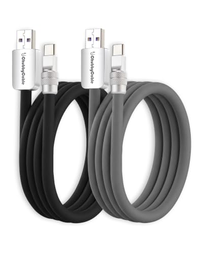 chubbycable Couple Chubby 2 Pack 120W USB C Cable Extra Thick Silicone Fast Charging Cable Compatible with iPhone 17-15 Series iPad Galaxy Series, Black+Gray, USB-A to Type-C, 3.3FT - color: Black+Gray, size: 3.3ft (1m), style: USB A-Type C