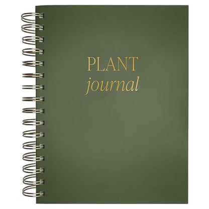 Sweet Water Decor Plant Journal, Cute Lined Spiral Notebook for Women, 125 Prompt Pages for Writing & Tracking Plant Growth, Green Matte Laminate Hardcover Diary with Gold Foil Details - style: Plant