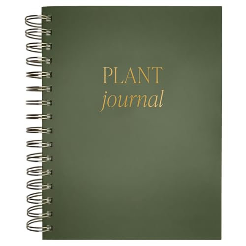 Sweet Water Decor Plant Journal, Cute Lined Spiral Notebook for Women, 125 Prompt Pages for Writing & Tracking Plant Growth, Green Matte Laminate Hardcover Diary with Gold Foil Details - style: Plant